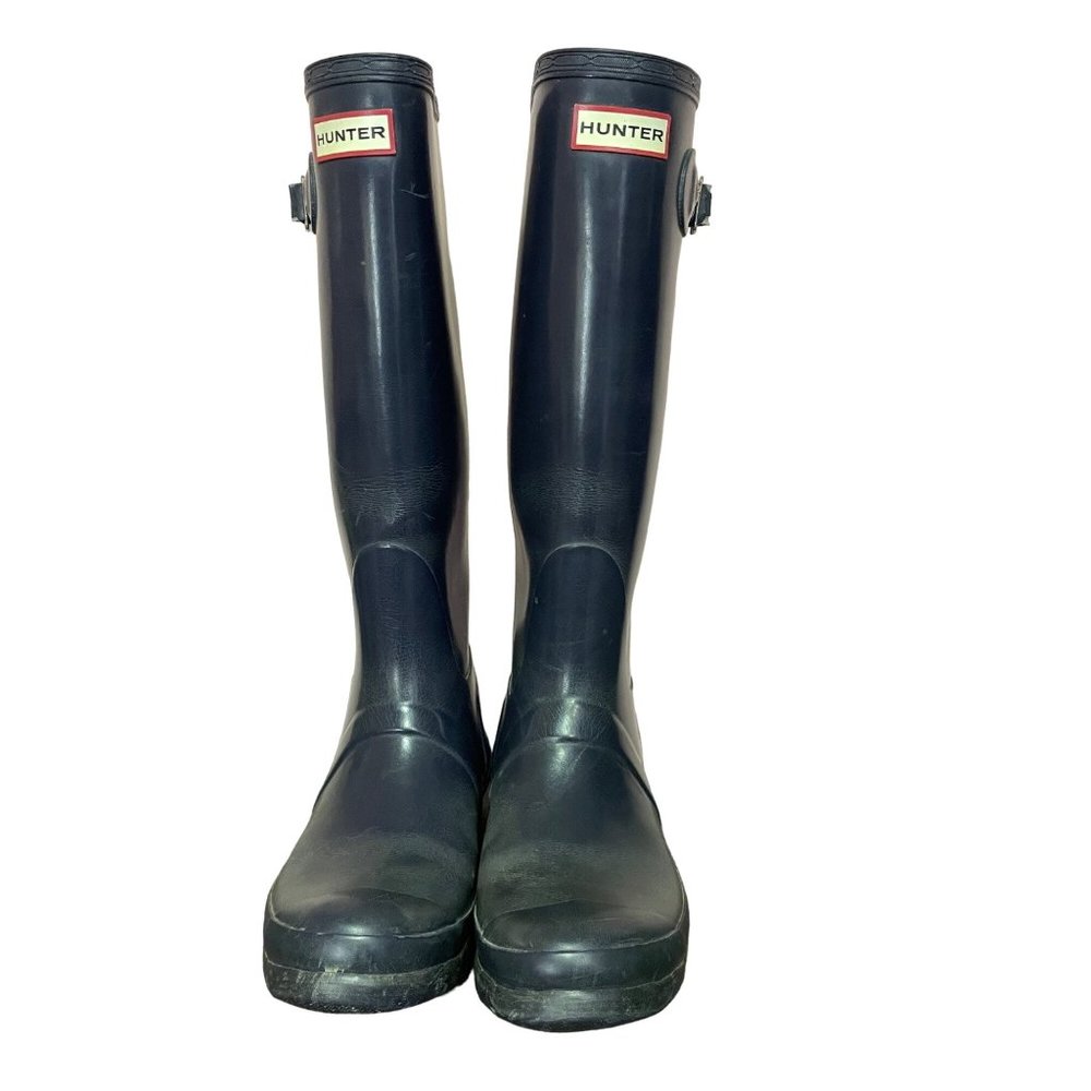 Hunter rubber blue tall rain boot 7